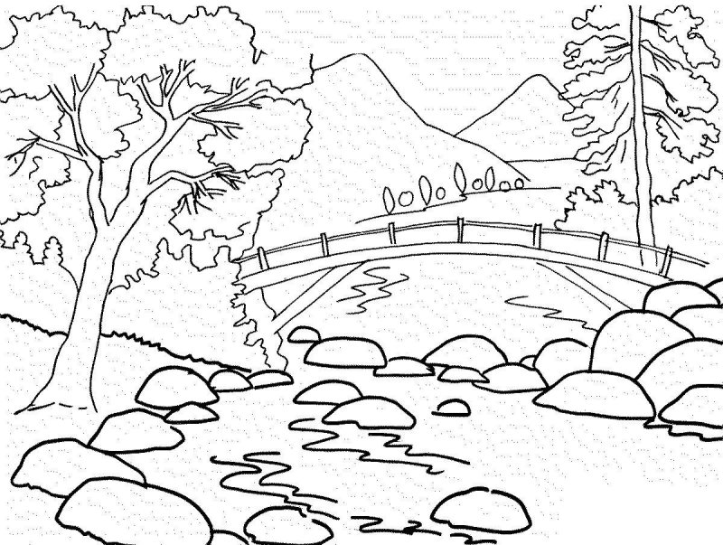 Летний пейзаж раскраска