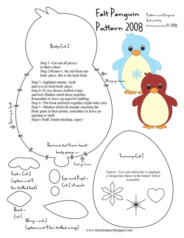 Выкройка игрушки пингвина из фетра своими руками