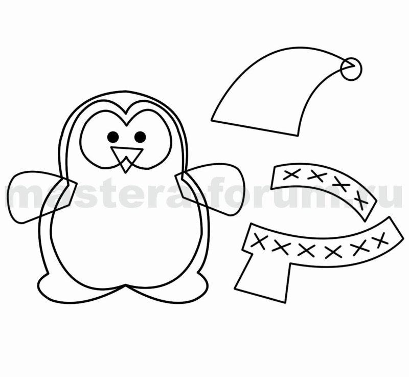 Пингвин из фетра шаблон