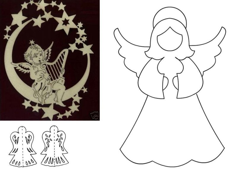 Ангелочки Рождественские для вырезания