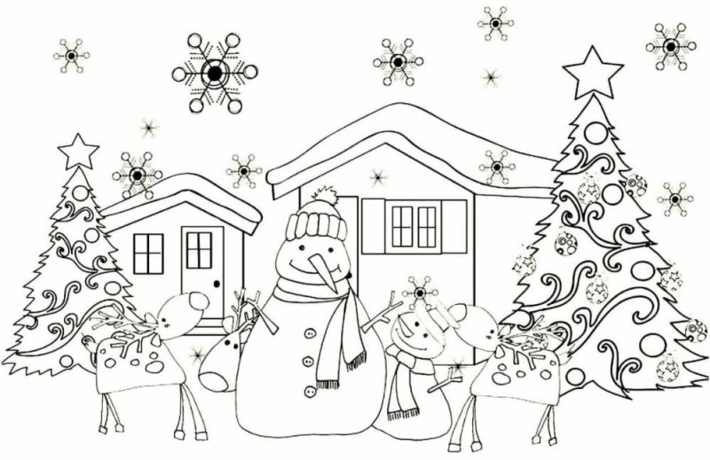 Зимняя раскраска