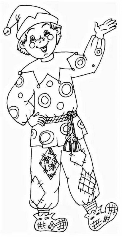 Скоморох раскраска для детей