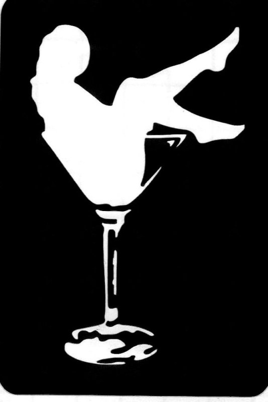 Трафарет девушка в бокале
