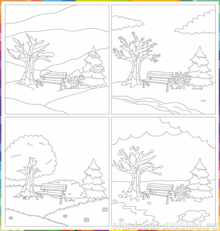 Поры года раскраска