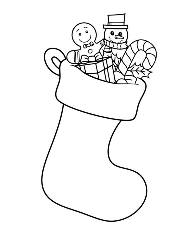 Рождественский носок раскраска