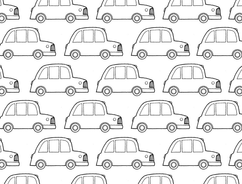 Много маленьких машинок на одном листе