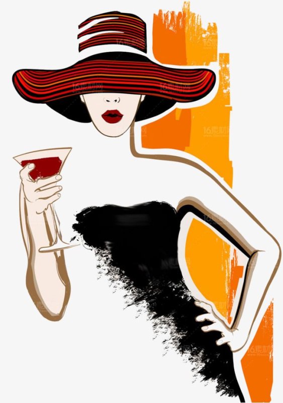 Женщина в шляпе с бокалом