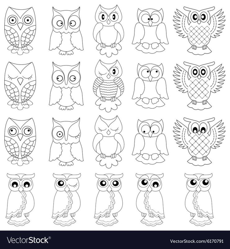 Сова трафарет для броши