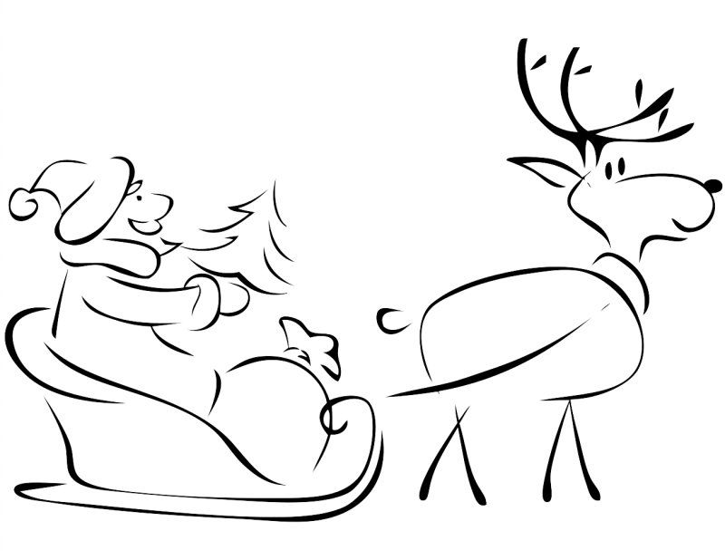 Новогодние трафареты дед Мороз на санях