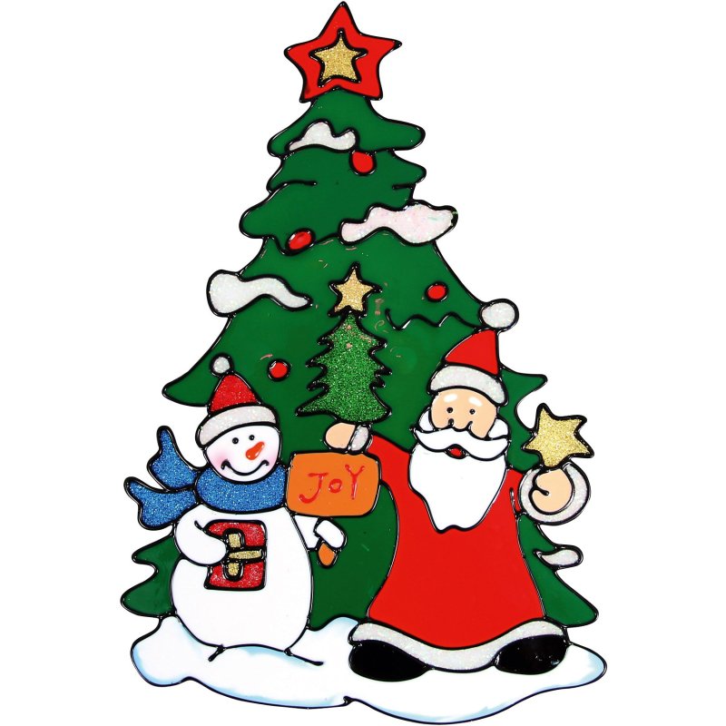 Новогодние украшения на окна цветные