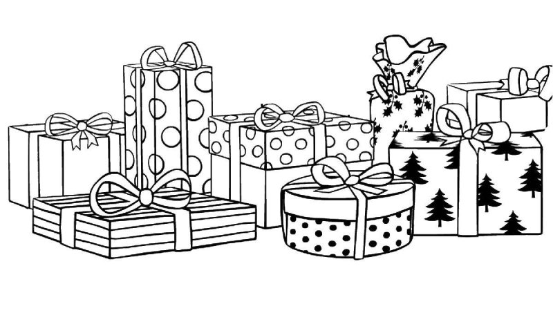 Новогодние подарки раскраска