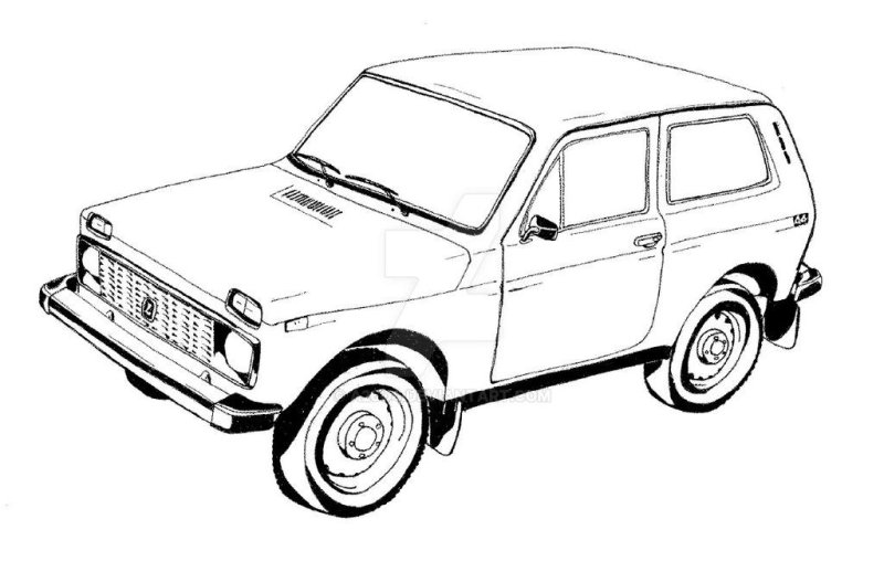Машина ВАЗ 2121 вид сбоку раскраска