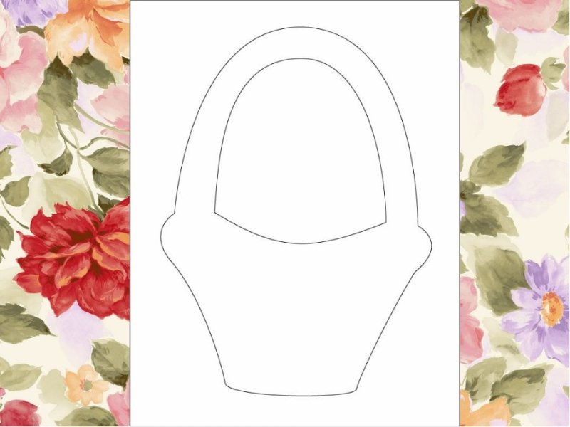 Аппликация корзина с цветами