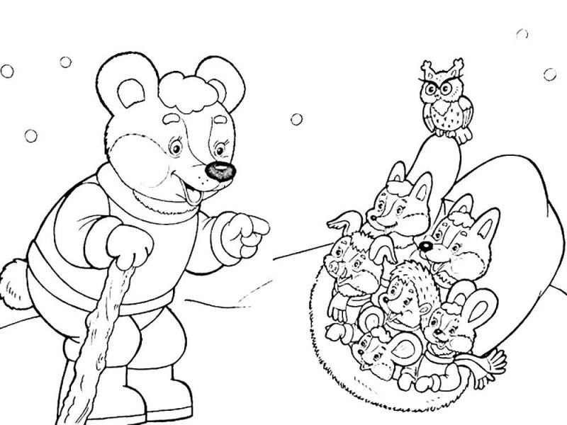 Раскраска рукавичка для детей из сказки