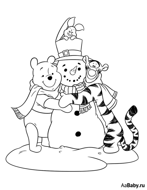 Винни пух новый год раскраска