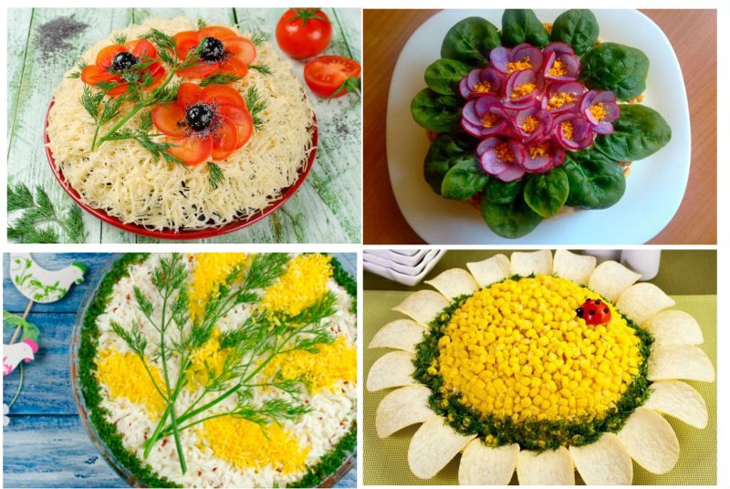 Оригинальное украшение салатов