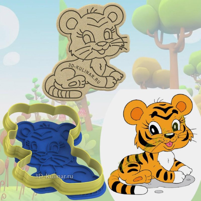 Тигренок рисунок для пряника