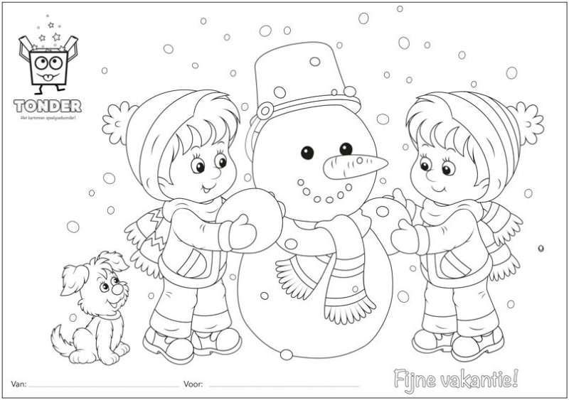 Зимние игры раскраска для детей