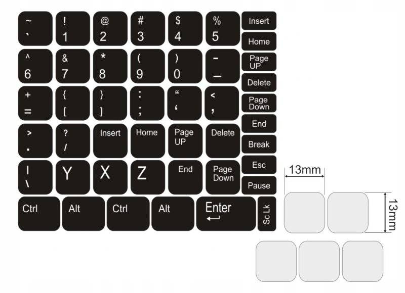 Наклейки для черной клавиатуры ноутбука