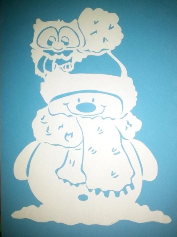 Вытынанки Снеговик