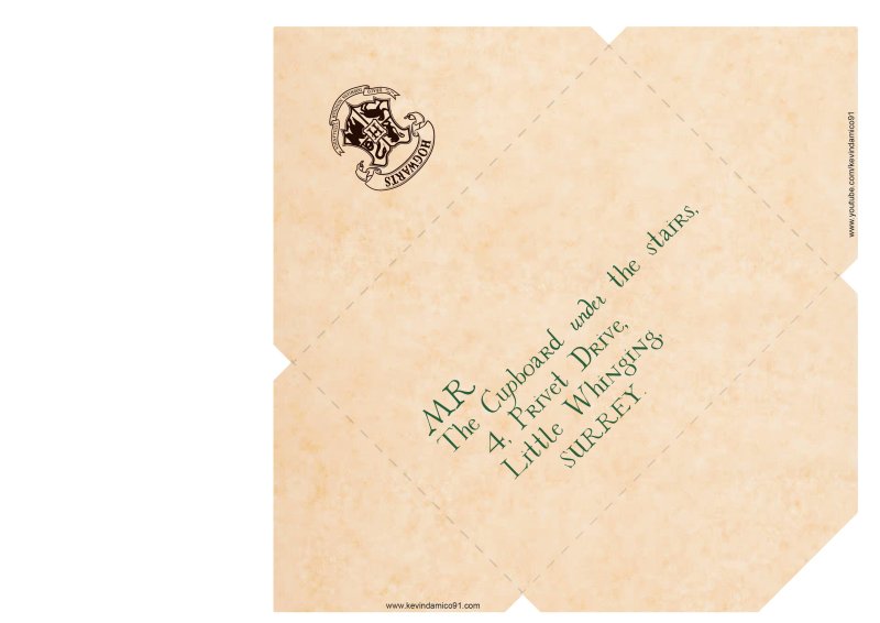 Письмо Гарри Поттеру из Хогвартса шаблон для печати