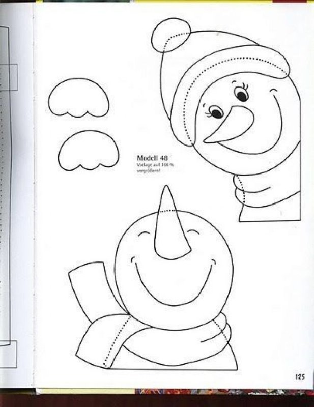 Снеговик трафарет для вырезания