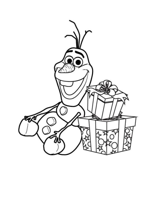 Раскраска Олафа из холодного сердца