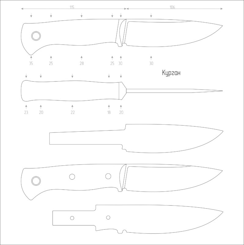 Чертежи ножей всадной