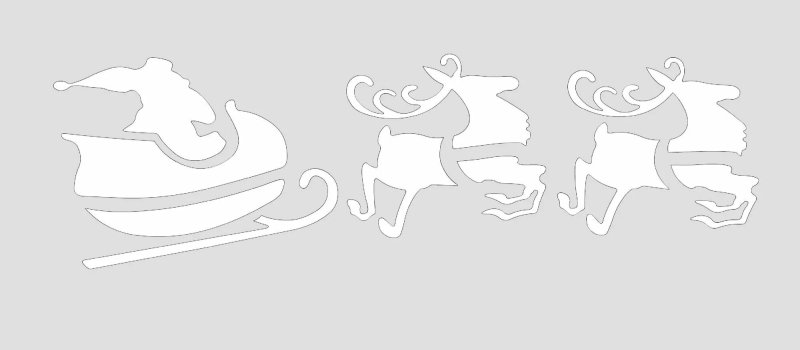 Трафареты на окна новогодние сани с дедом Морозом