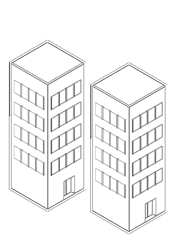 Трафарет дом многоэтажный