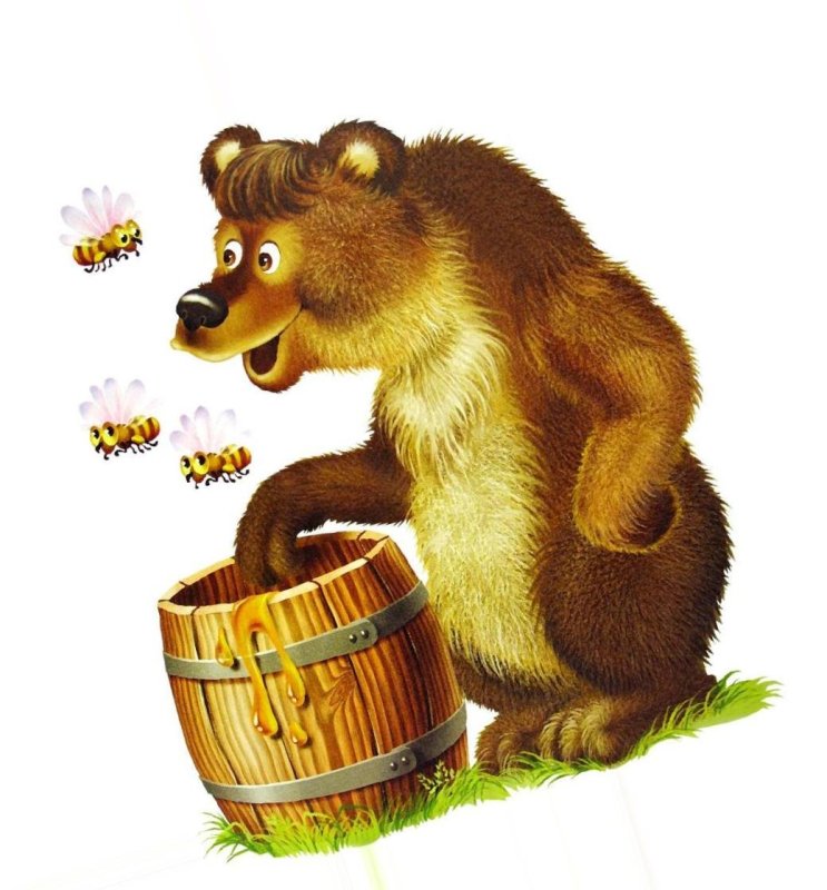 Мультяшный медведь с медом