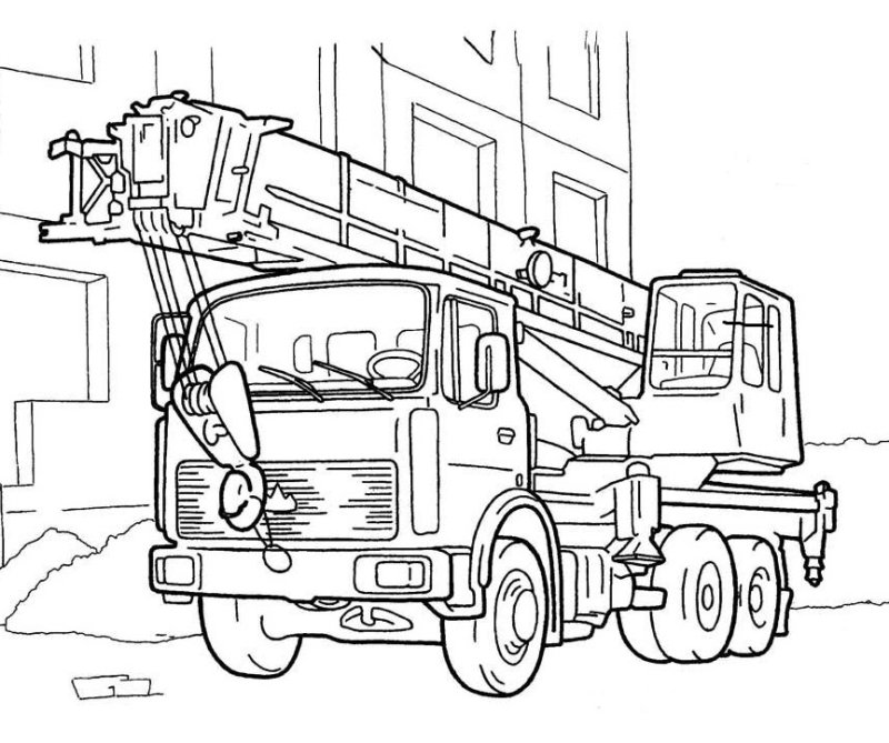 Подъемный кран раскраска для детей