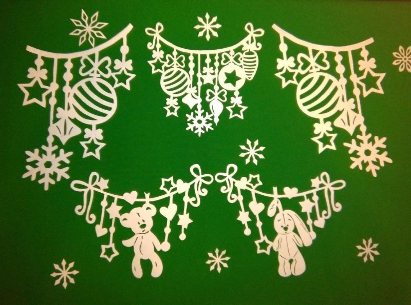 Вытынанка гирлянда на новый год