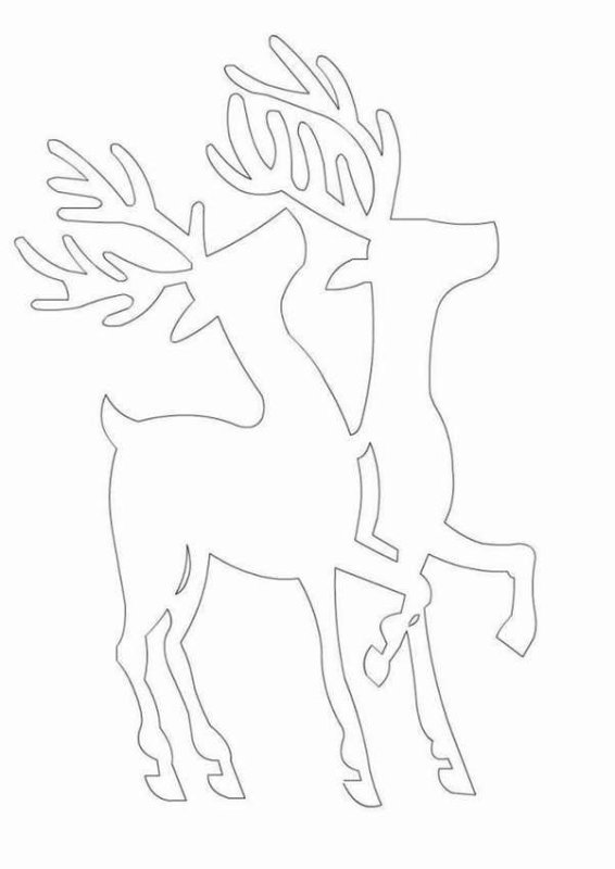 Новогодний олень трафарет