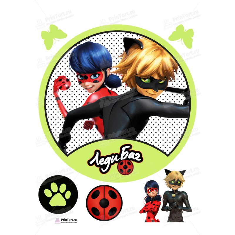 Леди баг на сахарной бумаге