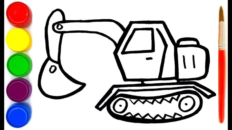 Картинки для раскрашивания экскаватор