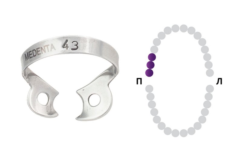 Кламп коффердам для моляров №43 аналог клампа Brinker b3