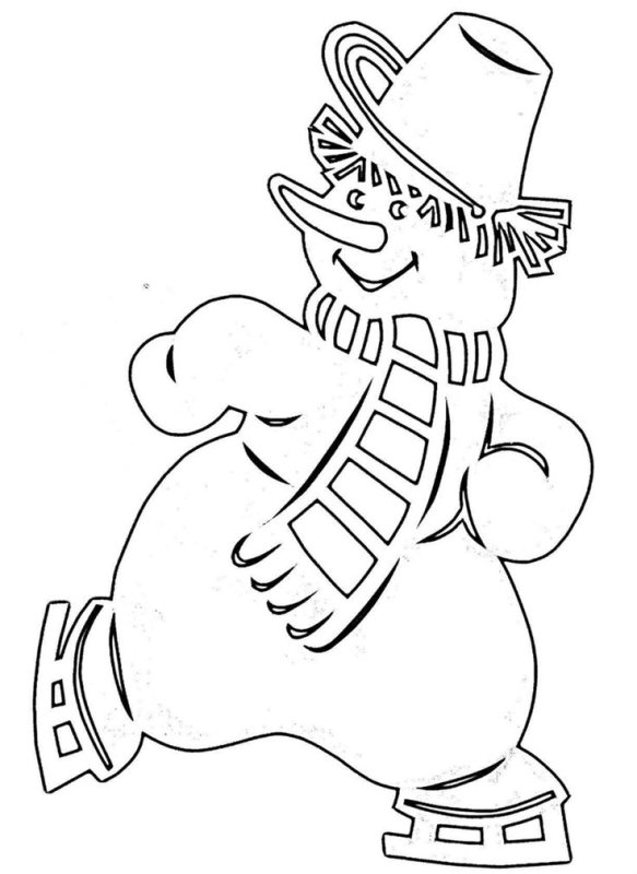 Снеговик трафарет