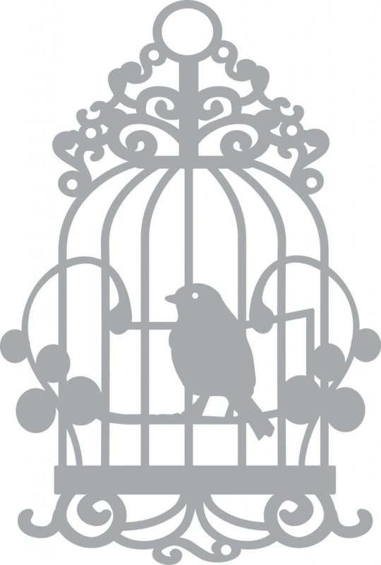 Трафарет птица в клетке