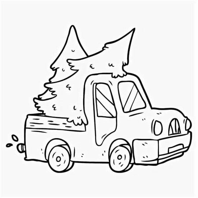 Новогодняя машина с елкой раскраска