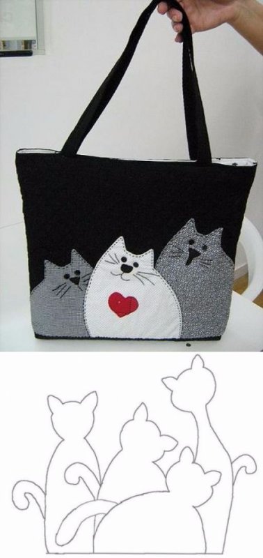 Сумка с аппликацией кошки