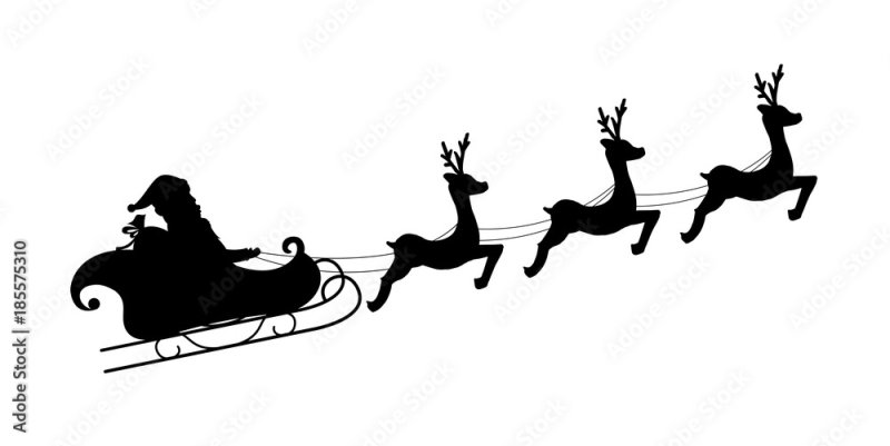 Дед Мороз на санях с оленями