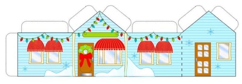 Новогодний домик для вырезания и склеивания