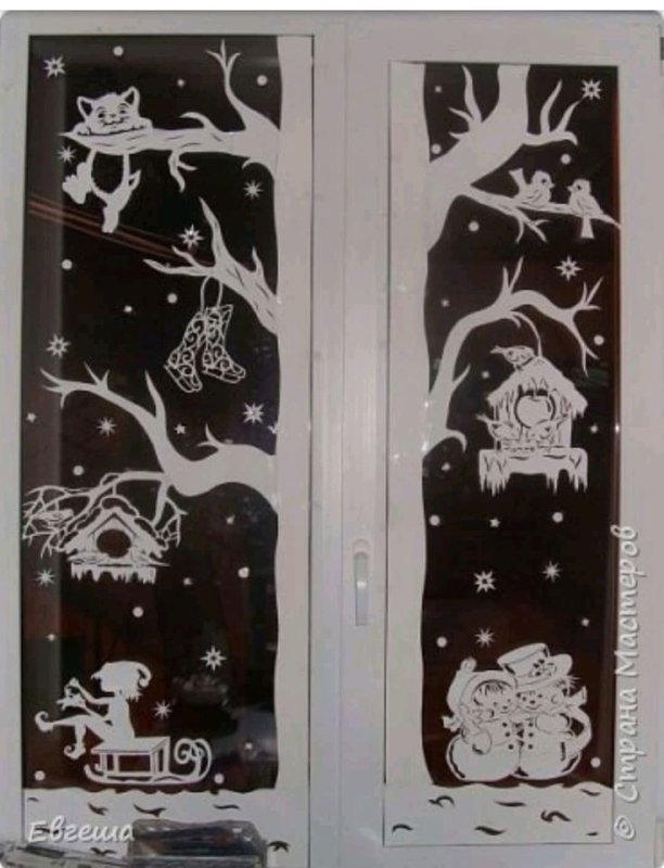 Трафареты на окна дерево