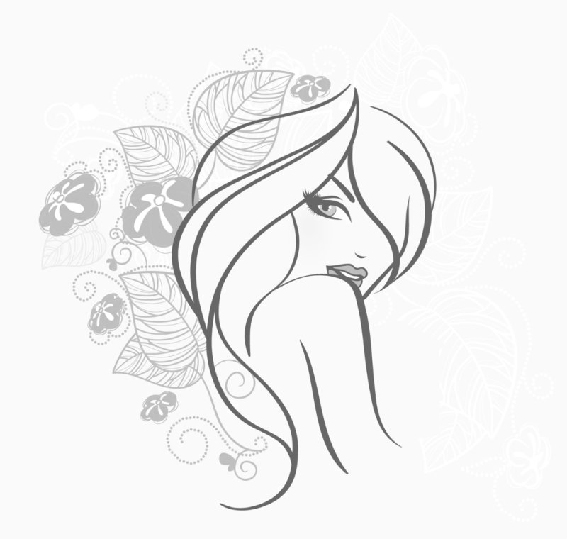 Контурный рисунок девушки