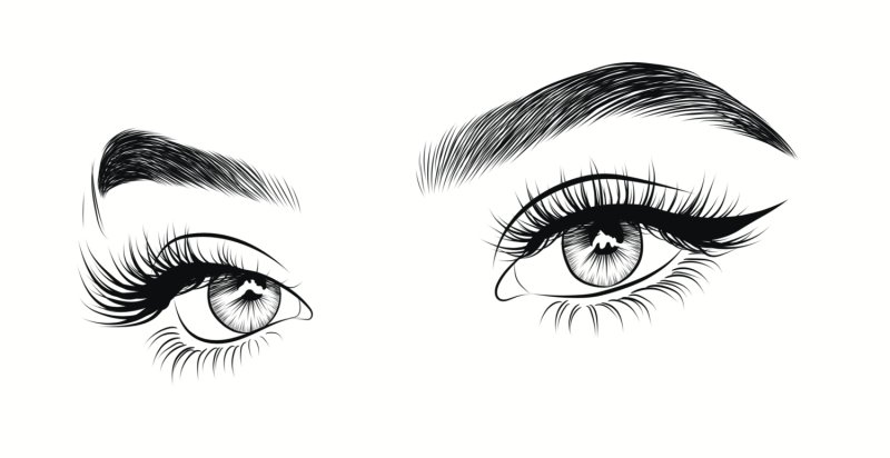 Ресницы черно белые