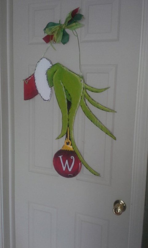 Новогоднее украшение на дверь с Гринчем