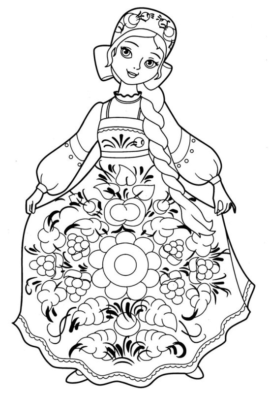 Раскраски русские народные красавицы