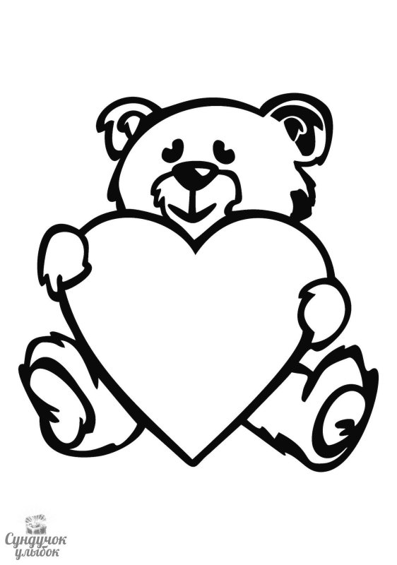 Раскраска Медвежонок с сердечком