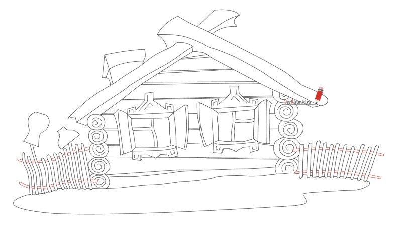 Русская изба рисунок